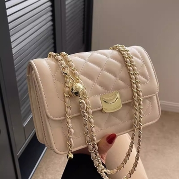 Ženska PU crossbody torbica, proljeće 2026, urbani minimalistički stil, vodoravni kvadratni oblik, zaključavanje na ključ