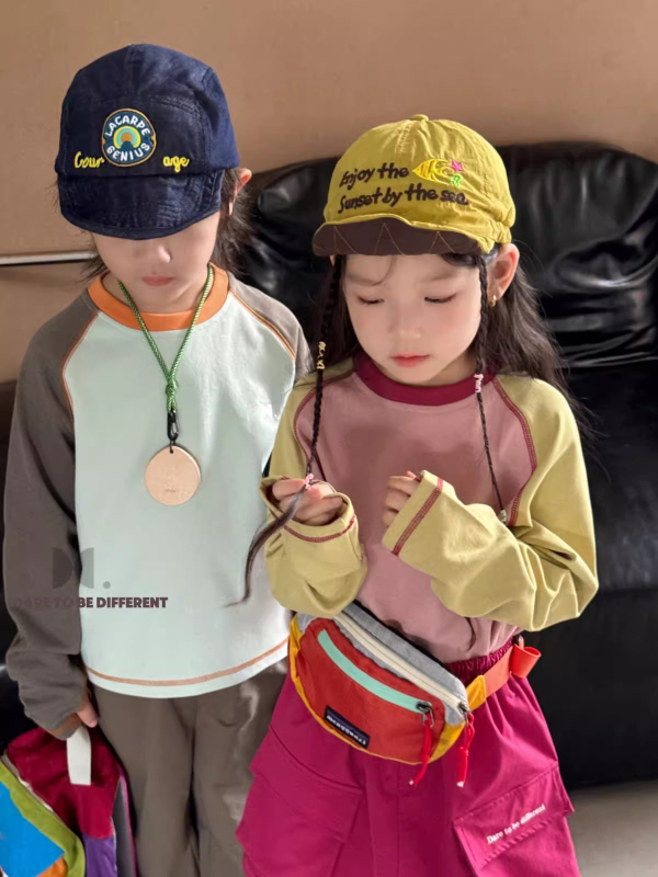 Dječji T-shirt s dugim rukavima, korejskog stila, 100% pamuk, s izvezenim slovima