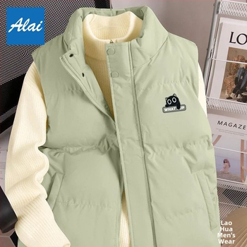 Γιλέκο, χαλαρή γραμμή, ριγέ corduroy ύφασμα, V-λαιμόκοψη, κορεατικό στυλ