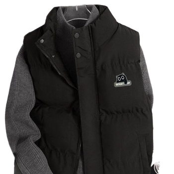 Γιλέκο, χαλαρή γραμμή, ριγέ corduroy ύφασμα, V-λαιμόκοψη, κορεατικό στυλ