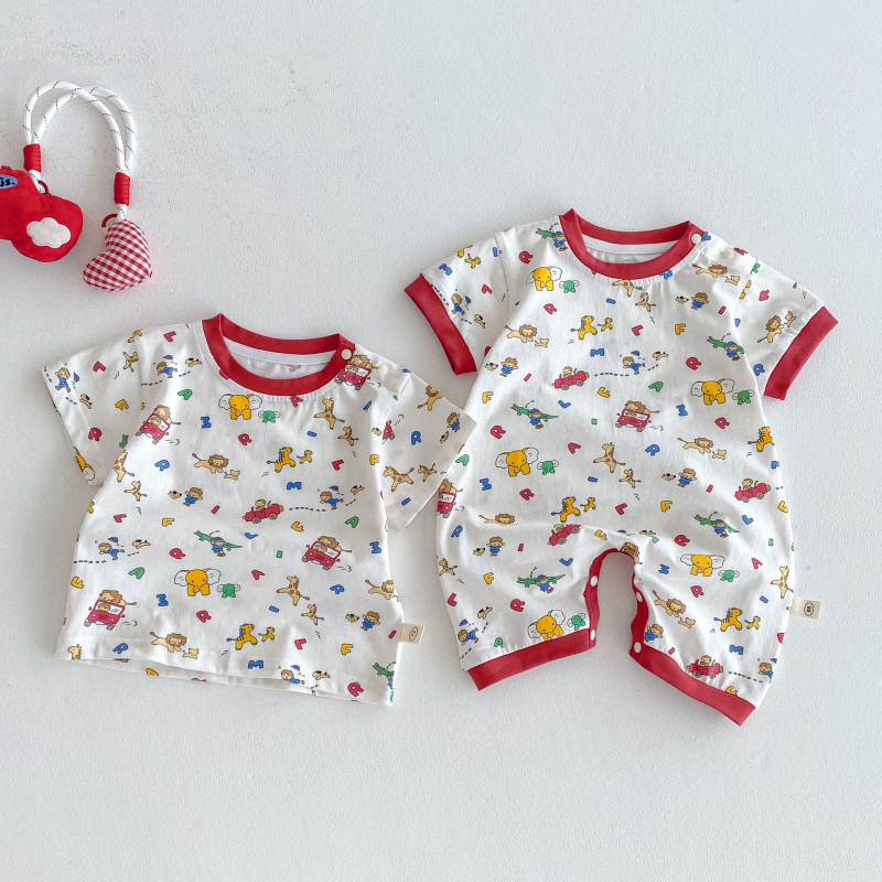 Dječje pamukaste T majice, unisex, kratki rukav, okrugli izrez, crtani print, za uzrast 3-8 godina, ljeto 2025