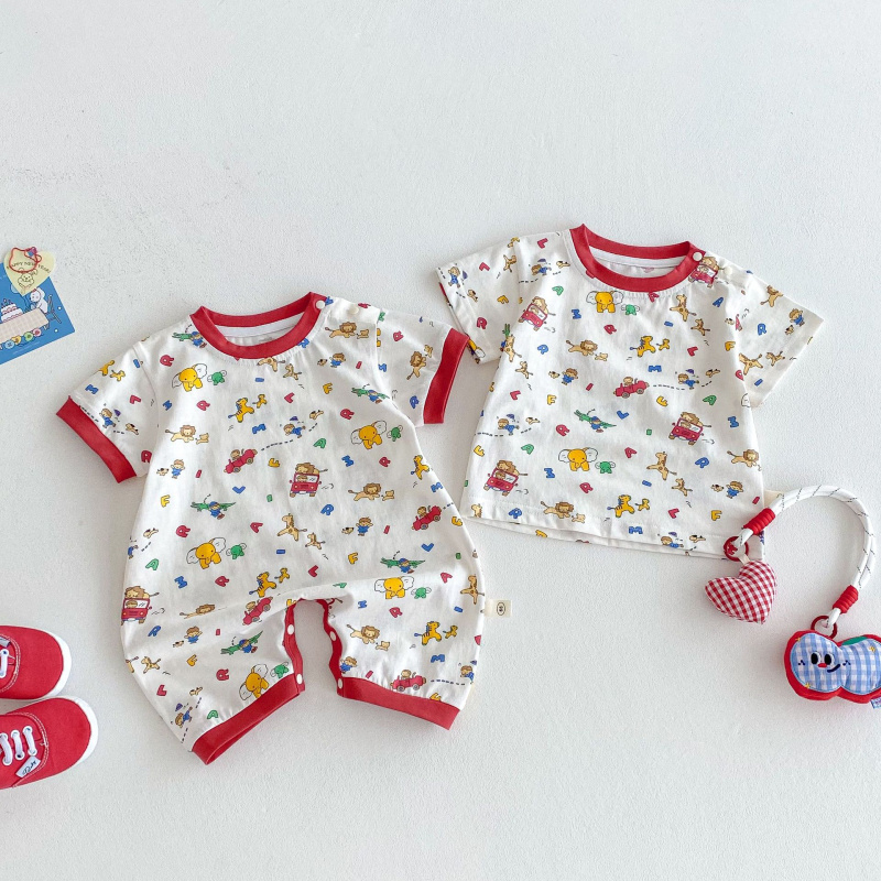 Dječje pamukaste T majice, unisex, kratki rukav, okrugli izrez, crtani print, za uzrast 3-8 godina, ljeto 2025