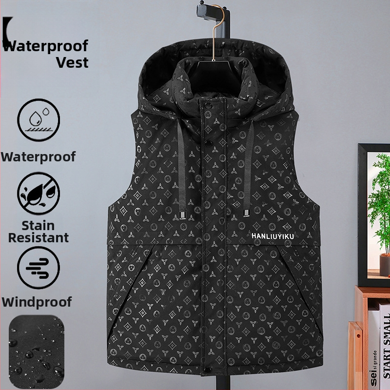 Vesta de poliester cu glugă detașabilă, stil cardigan de iarnă cu fermoar frontal, croială slim