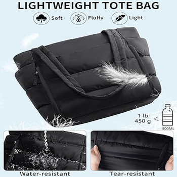 Ženska nylon tote torba s više džepova i zatvaranjem na zip – poliesterska podstava; horizontalno kvadratni oblik; unutarnji džepovi za telefon, dokumente i laptop