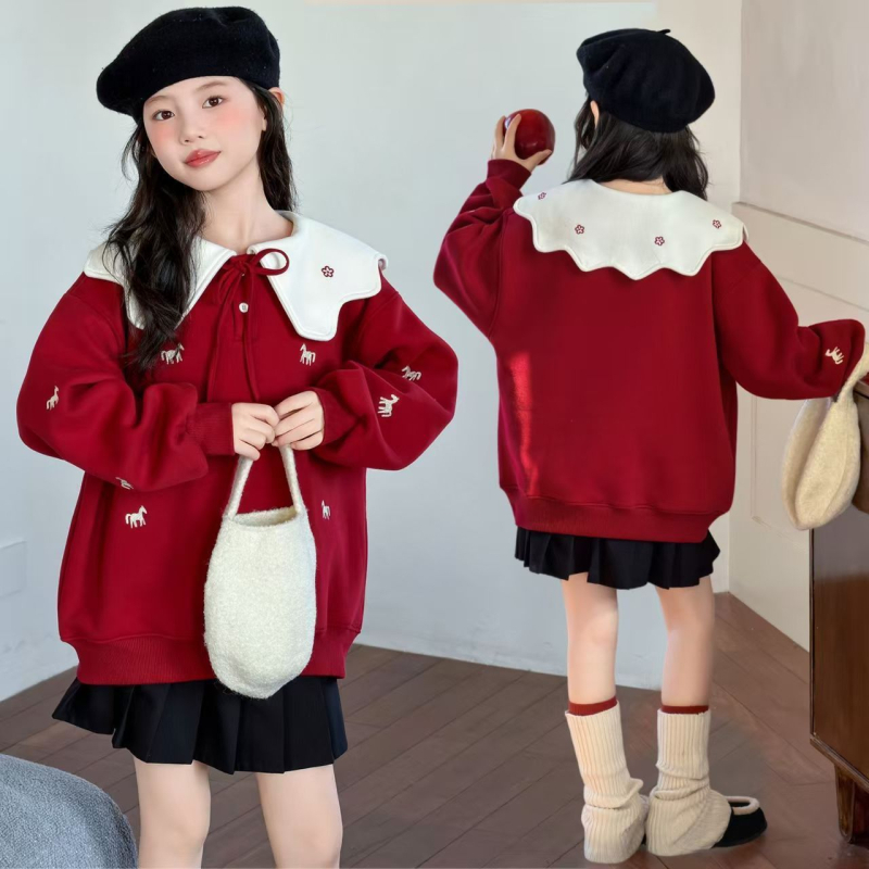Dječja duksa s konjićem, koreanskog stila, zima, pamuk