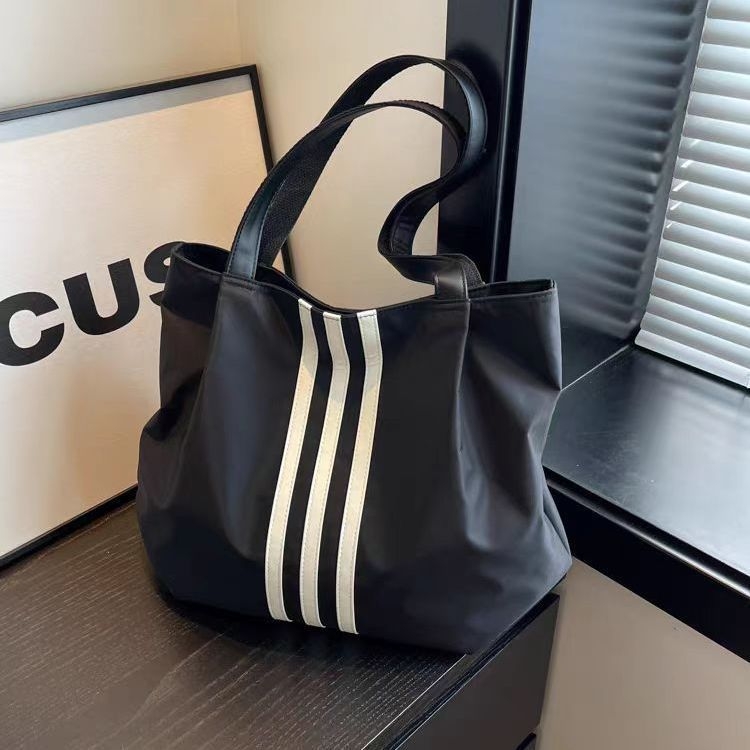Unisex platnena tote torba sa zipom, velika kapaciteta, najlonska podstava, džep za telefon, ljeto 2025