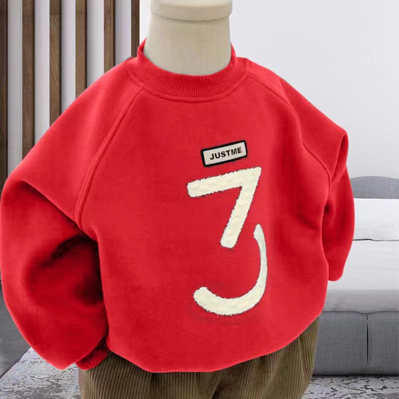 Dječji flis dukserica s okruglim ovratnikom, unisex, zimsku toplinu, natpis s slovima i kontrastnim bojama, korejski stil, za djecu 1–3 godine