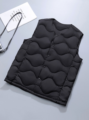 Мъжка лека пухена жилетка с кръгла яка, тънка, свободна кройка, пълнеж 60 г пух от патица, зима