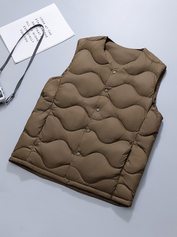 Мъжка лека пухена жилетка с кръгла яка, тънка, свободна кройка, пълнеж 60 г пух от патица, зима