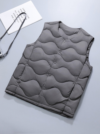 Мъжка лека пухена жилетка с кръгла яка, тънка, свободна кройка, пълнеж 60 г пух от патица, зима