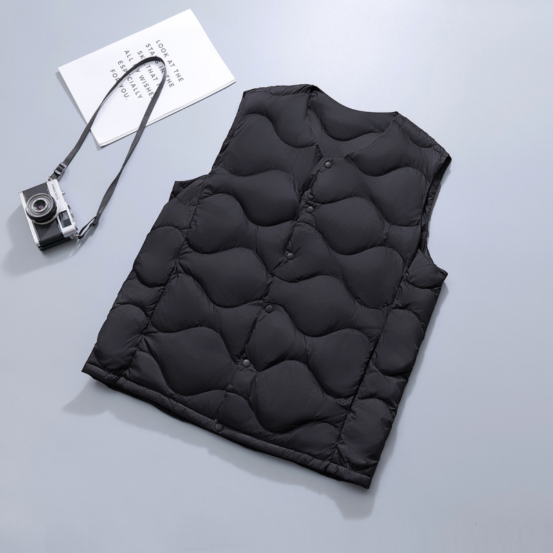 Мъжка лека пухена жилетка с кръгла яка, тънка, свободна кройка, пълнеж 60 г пух от патица, зима