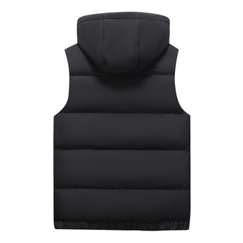 Мъжка пухена жилетка с качулка, пълнена с 90 g бяла гъша пух, полиестерна материя, свободна кройка, зима 2023