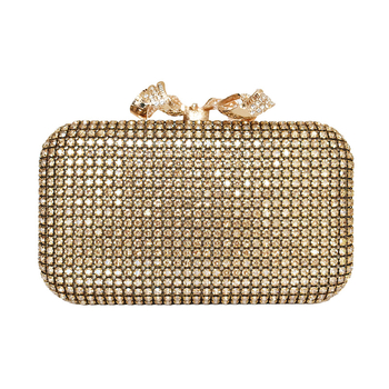 Ženska večernja clutch torbica sa kristalima – poliester, vodoravni kvadratni oblik, zaključavanje, mali kvadratni stil, jesen 2025