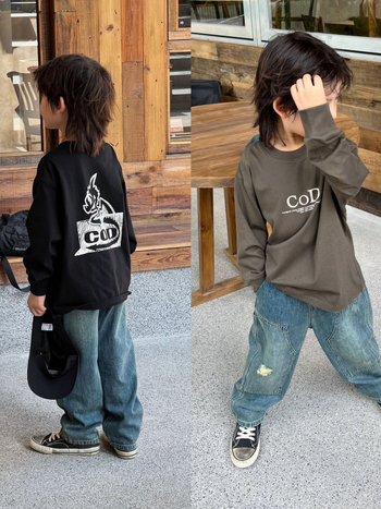 Dječja duga pamuk majica s printom dinosaura i slova, okrugli izrez, unisex