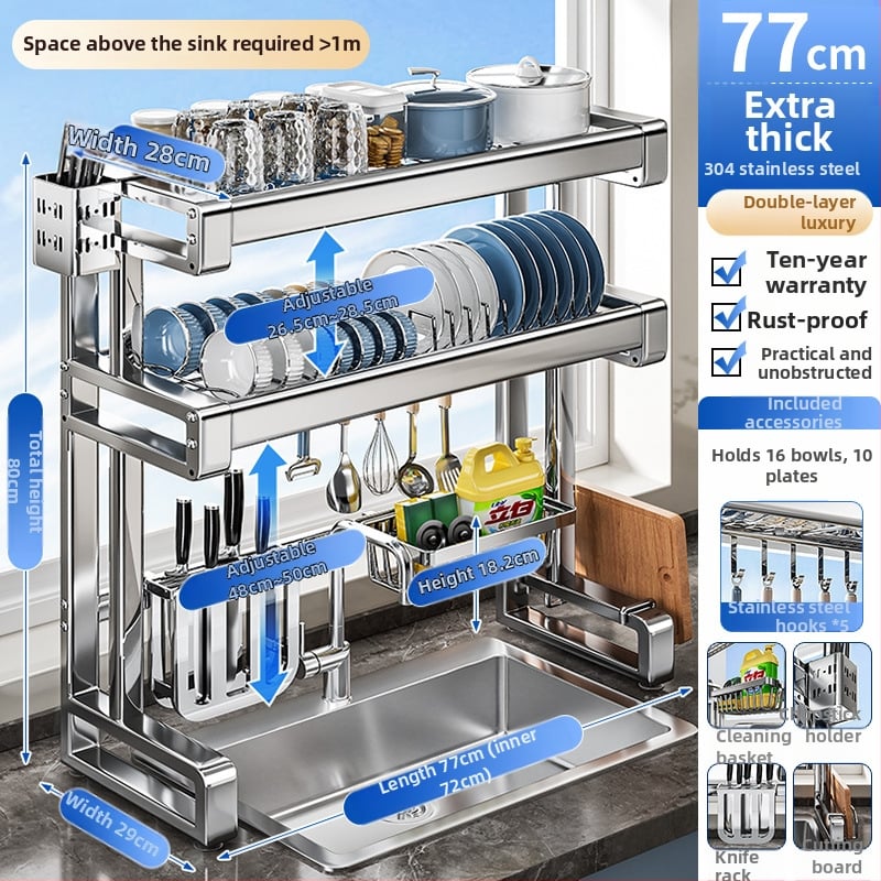Rozsdamentes acélból készült konyhai mosogató alatti tároló, többfunkciós és mozgatható, egyszerű és modern stílusú, Brocade márka, 2024-ben debütált.