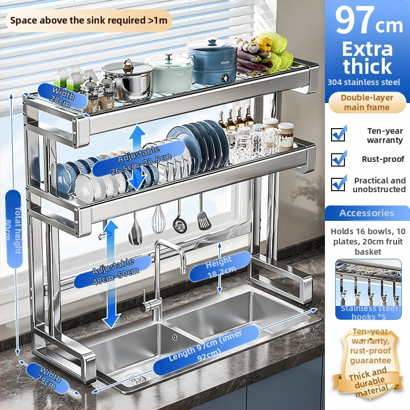 Rozsdamentes acélból készült konyhai mosogató alatti tároló, többfunkciós és mozgatható, egyszerű és modern stílusú, Brocade márka, 2024-ben debütált.