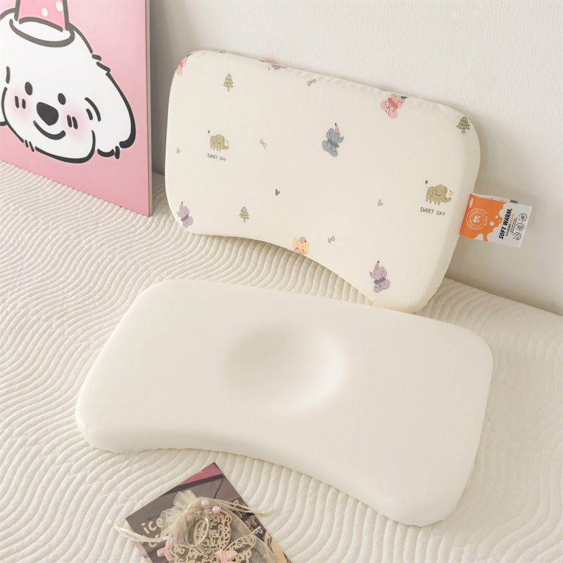 Възглавница от мемори пяна за деца 1–3 години, памучен калъф, форма с жлеб, сваляем и миещ се калъф