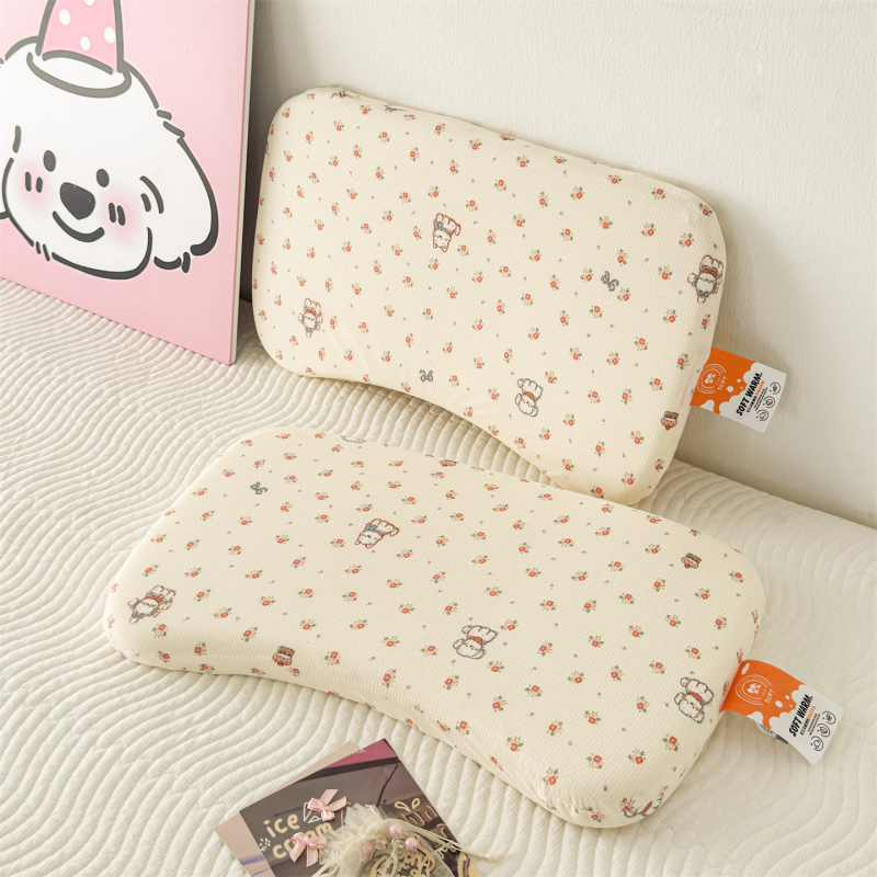 Възглавница от мемори пяна за деца 1–3 години, памучен калъф, форма с жлеб, сваляем и миещ се калъф