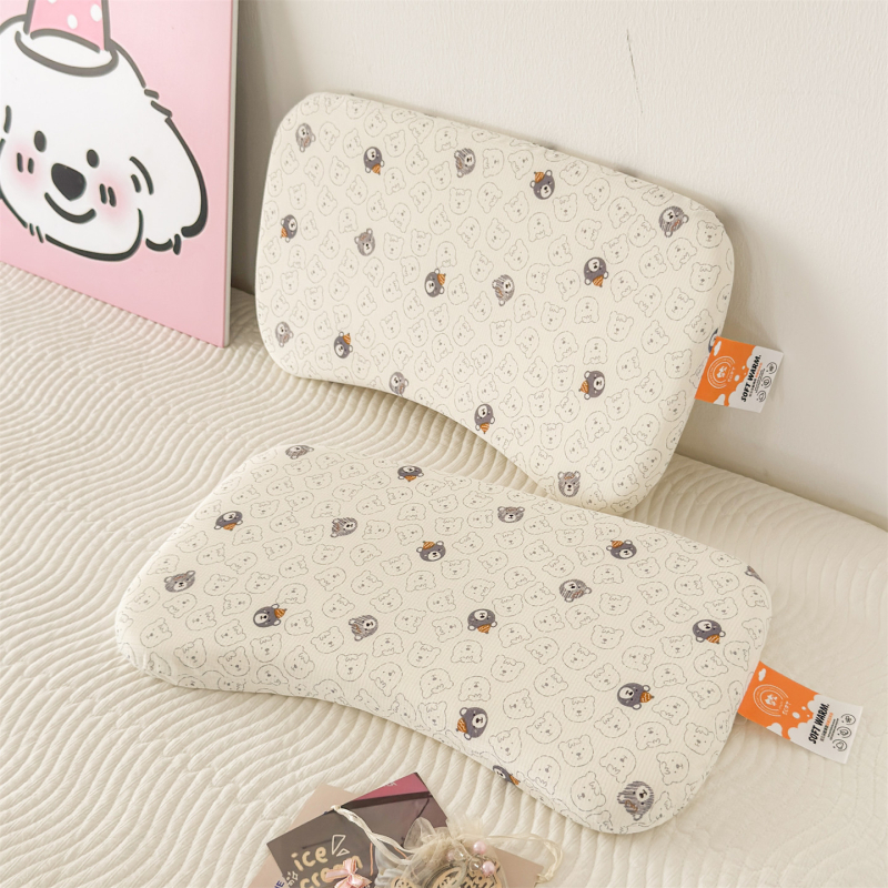 Възглавница от мемори пяна за деца 1–3 години, памучен калъф, форма с жлеб, сваляем и миещ се калъф