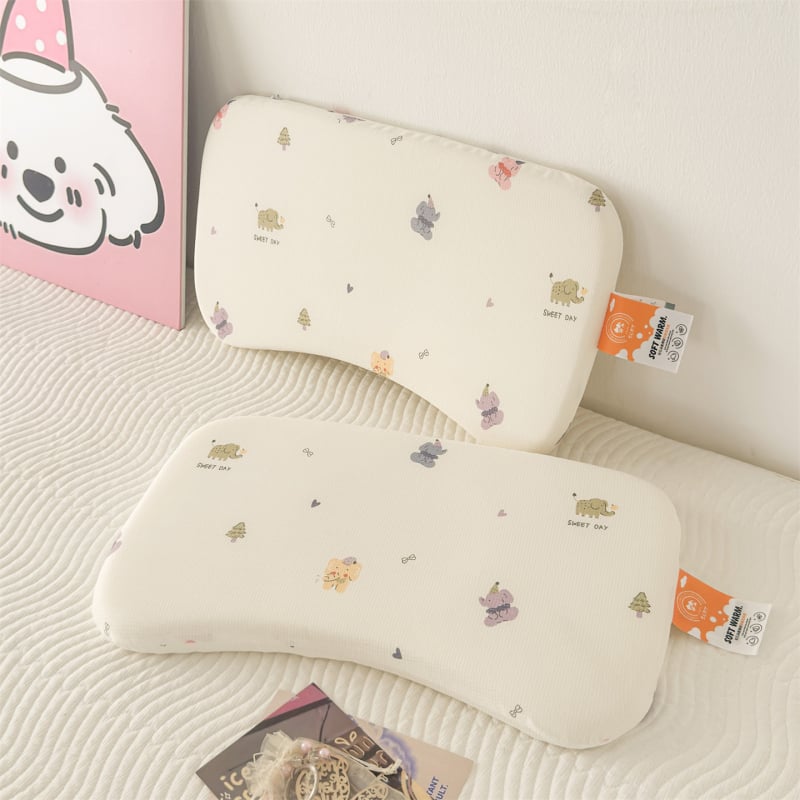 Възглавница от мемори пяна за деца 1–3 години, памучен калъф, форма с жлеб, сваляем и миещ се калъф