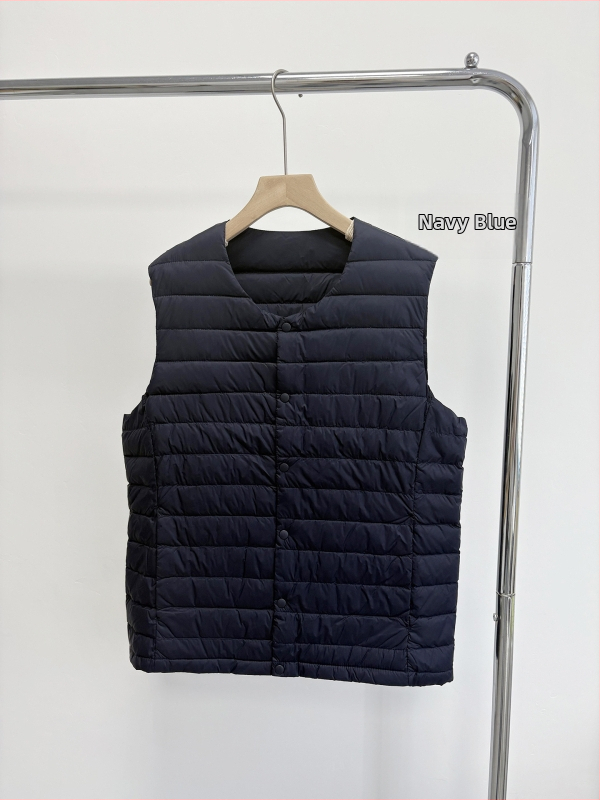 Мъжка пухена жилетка с подплата, тънка и лека, V-образно деколте, пухово съдържание 86–90%, пълнеж 40, Найлонов плат
