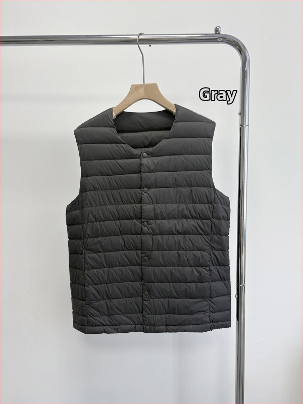 Мъжка пухена жилетка с подплата, тънка и лека, V-образно деколте, пухово съдържание 86–90%, пълнеж 40, Найлонов плат