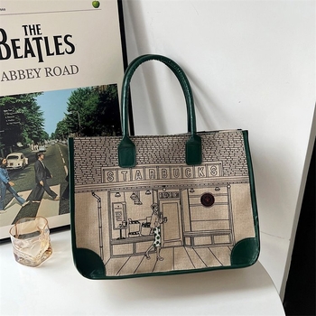 Pamut és len Tote táska, függőleges négyzet alakú forma, cipzár a nyitáshoz, belső cipzáras zseb