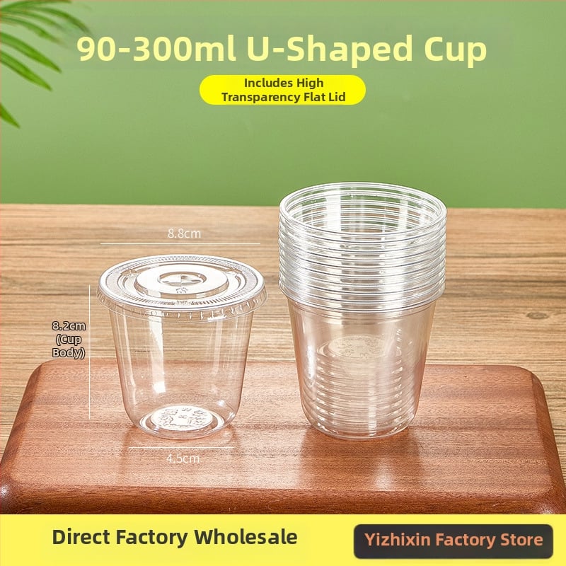 Μίας χρήσης κυκλικό πλαστικό ποτήρι για milk tea και κρύα ροφήματα, 301–400 ml, δυνατότητα εκτύπωσης λογοτύπου, κουτί 1000 τεμάχια