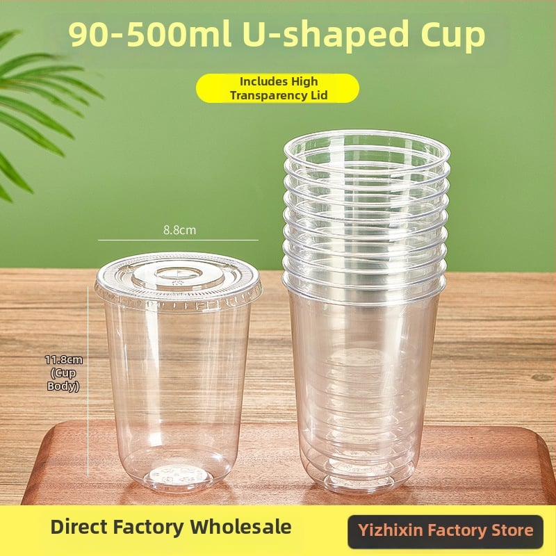 Μίας χρήσης κυκλικό πλαστικό ποτήρι για milk tea και κρύα ροφήματα, 301–400 ml, δυνατότητα εκτύπωσης λογοτύπου, κουτί 1000 τεμάχια