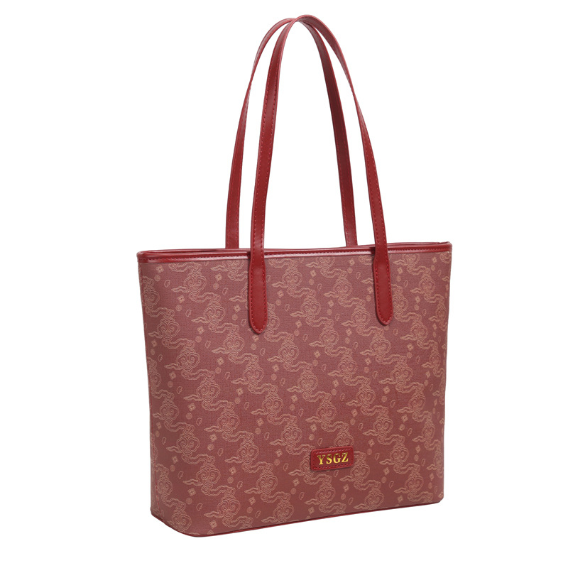 Női tote táska mesterséges bőrből, függőleges négyzetes forma, geometriai minta, cipzáras zárás, belső cipzáras zseb