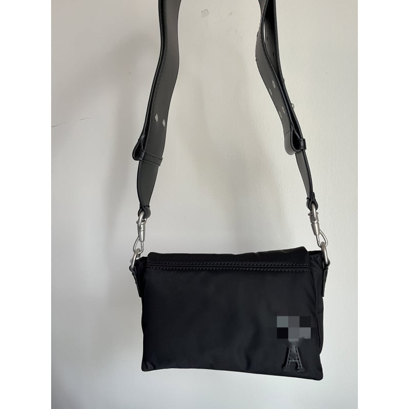 Amibag Flip-top torba za rameno, unisex stil, Oxford tkanina, kožna etiketa, srcolni ukras, podesiva naramenica, crossbody torba