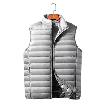 Мъжка пухена жилетка с качулка и стояща яка, Corduroy плат, пълнеж: бял гусин пух, тънък стил, основен материал полипропилен, есен 2024