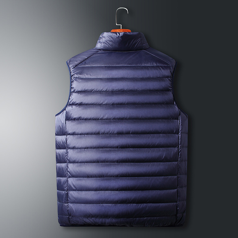 Мъжка пухена жилетка с качулка и стояща яка, Corduroy плат, пълнеж: бял гусин пух, тънък стил, основен материал полипропилен, есен 2024