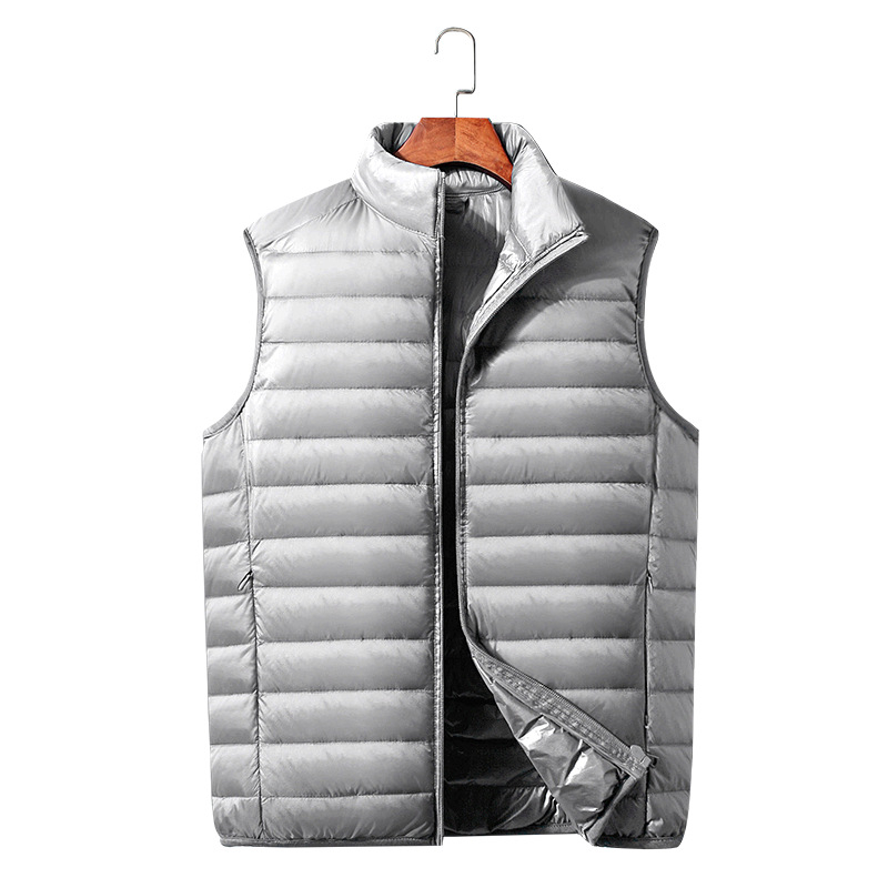 Мъжка пухена жилетка с качулка и стояща яка, Corduroy плат, пълнеж: бял гусин пух, тънък стил, основен материал полипропилен, есен 2024