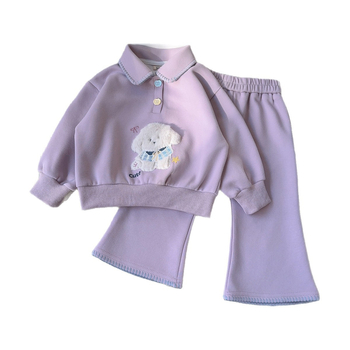 Dječji set u korejskom stilu, pamuk-poliester, dva dijela: pulover s dugim rukavima i hlače, bez kapuljače, proljeće–jesen, uzrast 3–8 godina