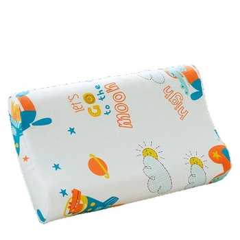 Детска латексова възглавница с вълнообразна форма, естествен латекс >90%, плетена основна тъкан; подходяща за деца от 1 до 12 години