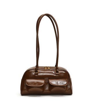 Női PU tote táska, városi egyszerű stílus, vízszintes négyszögletes forma, cipzár, 2025 tavasz