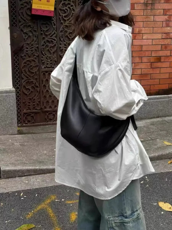 Dumpling torba - mekana PU Koža, minimalistički ležerni stil, jednostruka ramena, zatvarač, torba za dokumente