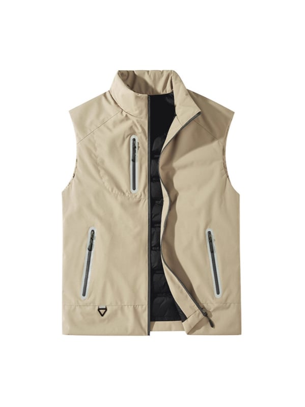 Унисекс пухена жилетка без ръкави – стойка яка, цип, 80% пухово пълнеж, полиестерен външен плат