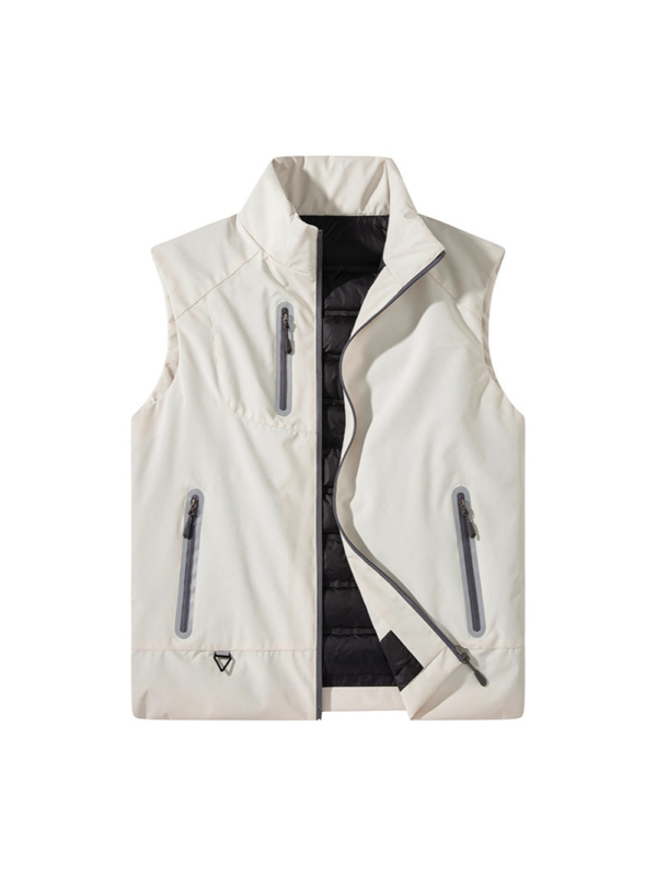 Унисекс пухена жилетка без ръкави – стойка яка, цип, 80% пухово пълнеж, полиестерен външен плат