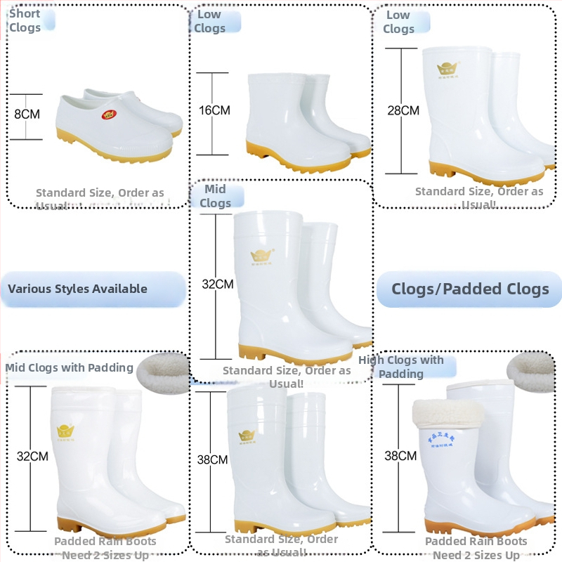 Cizme de ploaie unisex pentru industria alimentară, înălțime mare a gambelor, partea superioară din PVC, talpă din cauciuc, rezistente la ulei și alunecare, turnate dintr-o singură bucată, pentru toate anotimpurile
