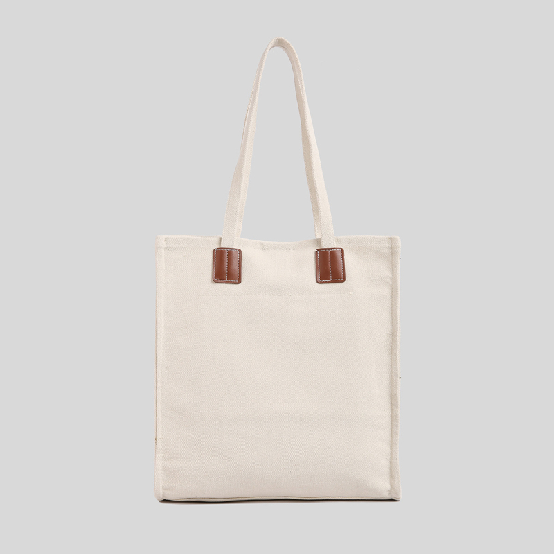 Női vászontáska váll- és tote-stílus, városi egyszerűség, függőleges négyzet alakú forma, belső zseb zipzárral