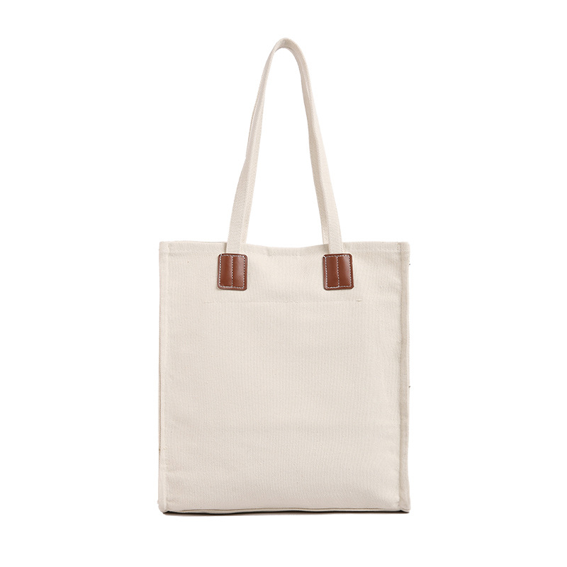 Női vászontáska váll- és tote-stílus, városi egyszerűség, függőleges négyzet alakú forma, belső zseb zipzárral