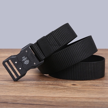Uniszex taktikai öv műanyag csattal, műanyag öv, csattal záródó, szélesség 2–4 cm, textilfeldolgozás, elektroplakálás és festés