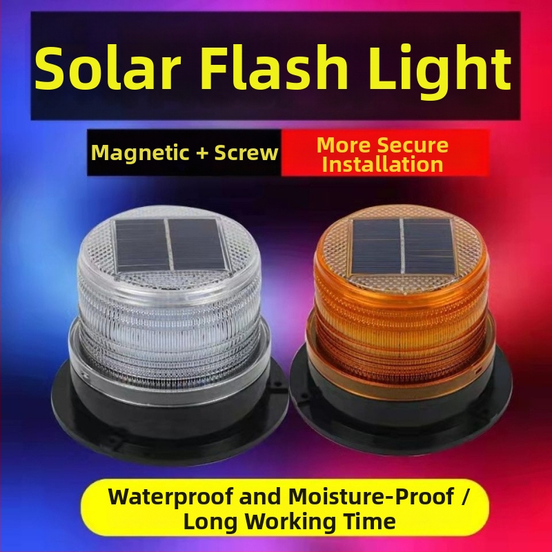 Autótetőre szerelhető mágneses figyelmeztető lámpa napelemes töltéssel, nagy fényerő, matt fekete, modell 1, márka nélküli, testreszabás nélküli