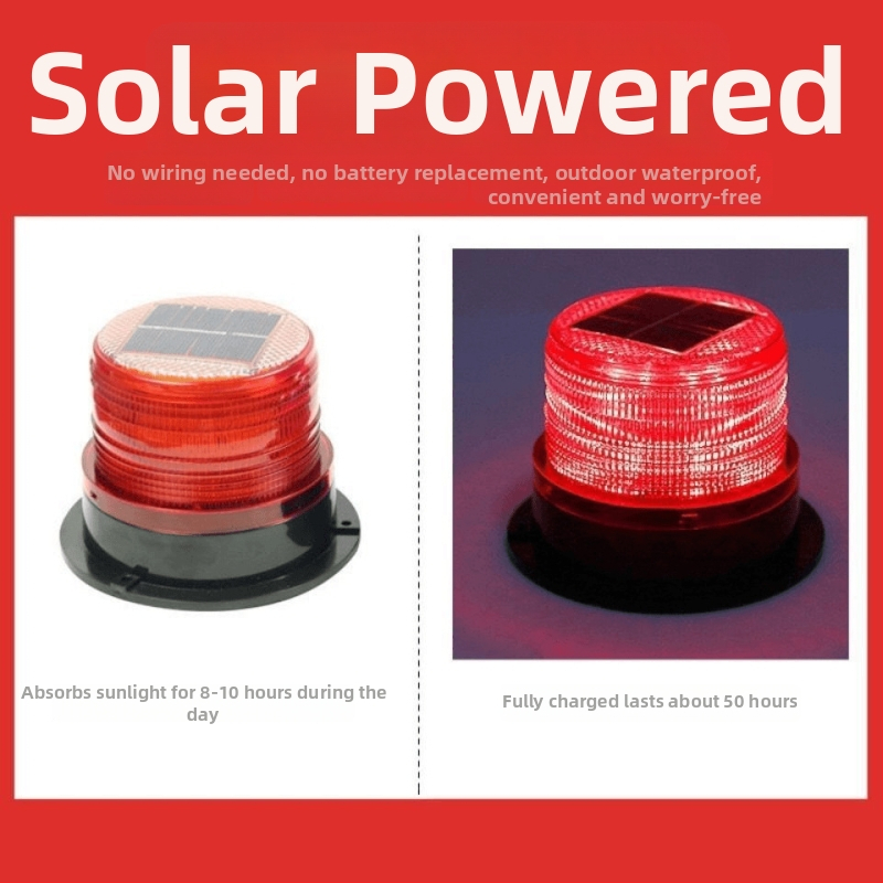 Autótetőre szerelhető mágneses figyelmeztető lámpa napelemes töltéssel, nagy fényerő, matt fekete, modell 1, márka nélküli, testreszabás nélküli