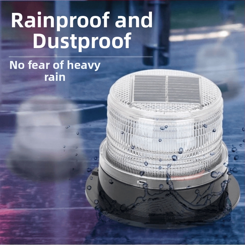 Autótetőre szerelhető mágneses figyelmeztető lámpa napelemes töltéssel, nagy fényerő, matt fekete, modell 1, márka nélküli, testreszabás nélküli