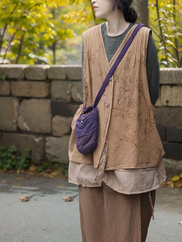 Pamut–len keresztpántos táska ovális formájú, pamut bélés, egygombos záródás, egy vállpánt, mindennapi használatra, irodalmi kínai stílusban