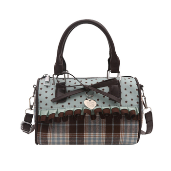 Női vállon átívelő táska - utcai stílus, különleges anyag, horizontális négyszögletes forma, cipzáras zárás, belső zseb a telefon számára