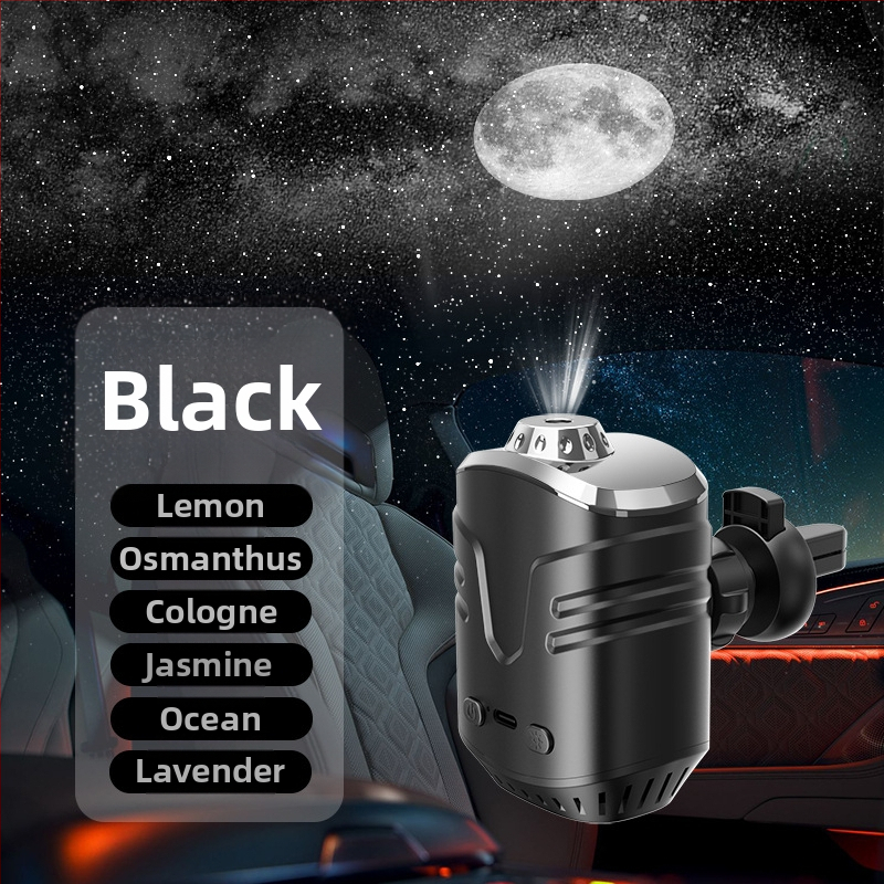 Automobilski difuzor aromaterapije s projekcijom 3D zvijezda i automatskim uključivanjem/isključivanjem, zvjezdano svjetlo (5W, 5V, 3.7A, ABS)